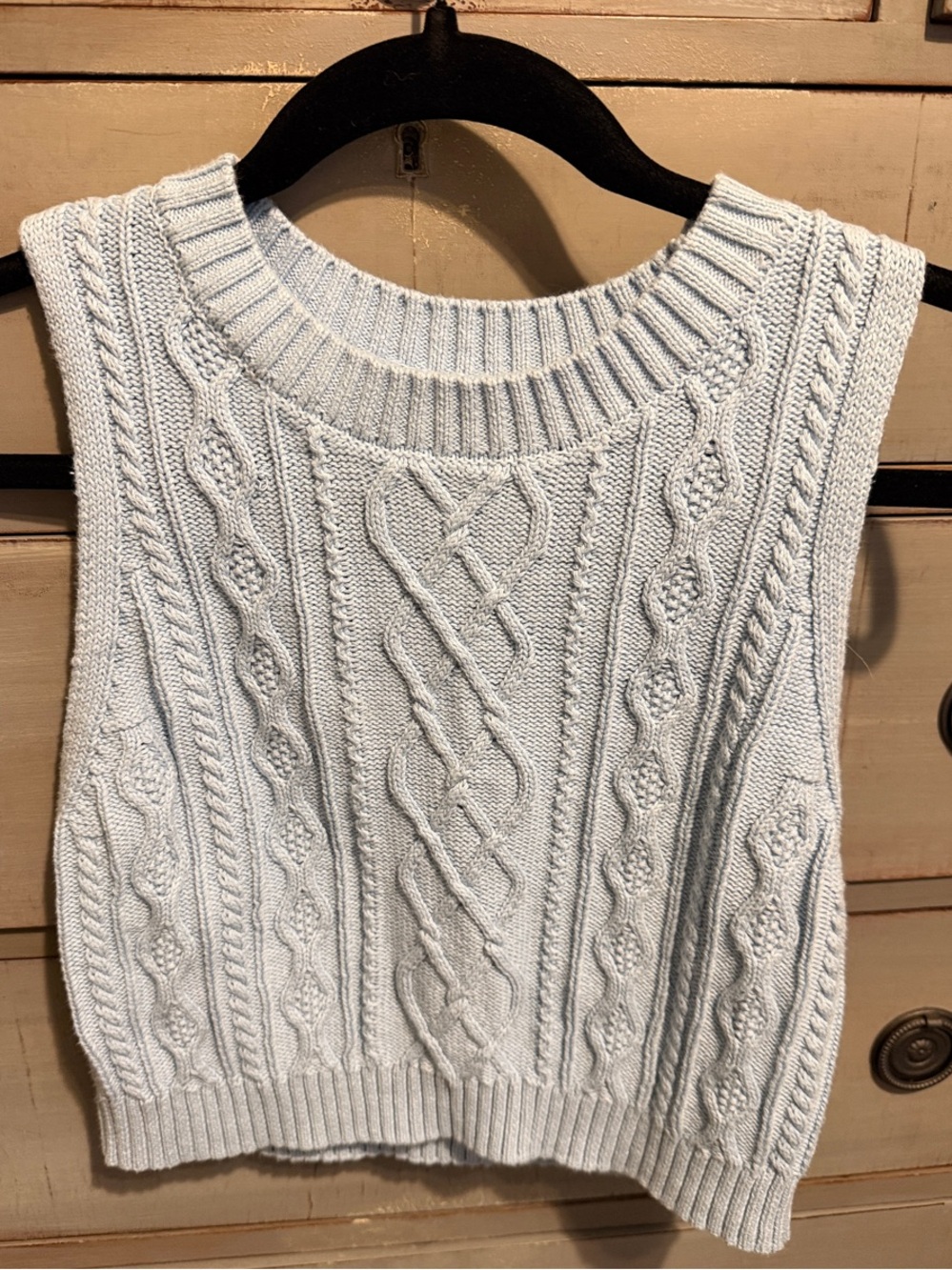 Double Zero Light Blue Cable Knit Cropped pullover sweater vest
